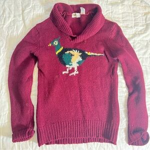 Vintage Cottagecore farmhouse 100% wool 90s red peacock goose sweater